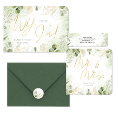 Set waterverf takjes groen met goud accenten