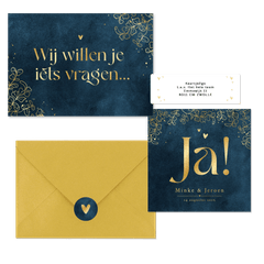 Trouwset velvet blauw eucalyptus lineart goud