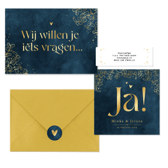 Trouwset velvet blauw eucalyptus lineart goud