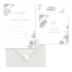 Trouwset met zilveren eucalyptustak 