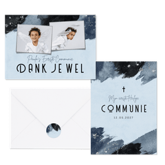Communieset verf blauw glitter zilver