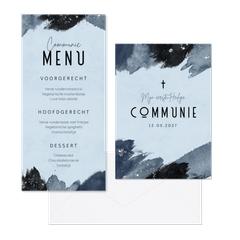Communieset verf blauw glitter zilver