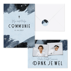 Communieset verf blauw glitter zilver