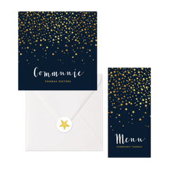 Communieset met gouden sterren confetti