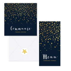 Communieset met gouden sterren confetti