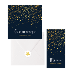 Communieset met gouden sterren confetti