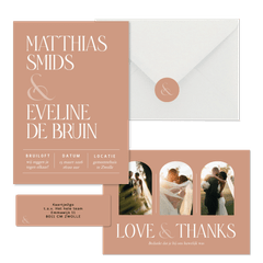 Trouwset minimalistisch met roestkleur