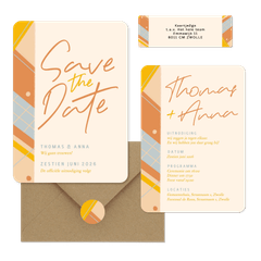 Trouwset vrolijk geometrische vormen links