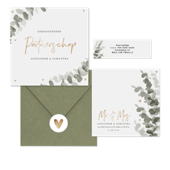 Botanische trouwset eucalyptus met goud