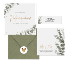 Botanische trouwset eucalyptus met goud