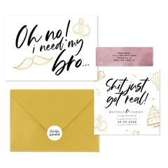 Grappige set met gouden doodle ilustraties