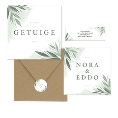 Waterverf trouwset jungle bladeren stijlvol