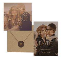 Trouwset simpel met foto en goudfolie