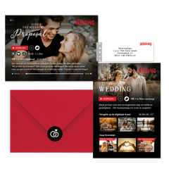 Grappige trouwset in romantische film stijl