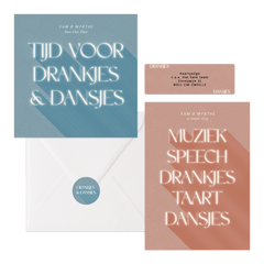 Trouwset drankjes & dansjes in roze en blauw