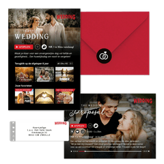 Grappige trouwset in romantische film stijl