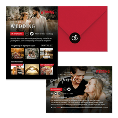 Grappige trouwset in romantische film stijl