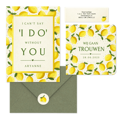 Trouwset zomer met citroen illustraties