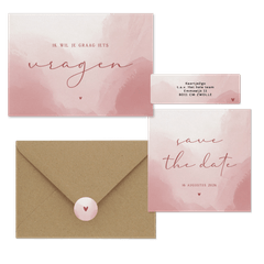 Trouwen minimalistisch met waterverf oudroze