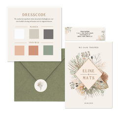 Trouwset bohemian met droogbloemen