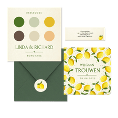 Trouwset zomer met citroen illustraties