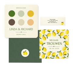 Trouwset zomer met citroen illustraties