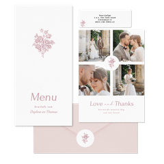 Klassieke trouwset met vintage roze boeket met rozen