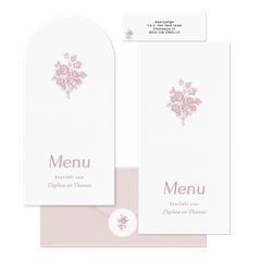 Klassieke trouwset met vintage roze boeket met rozen