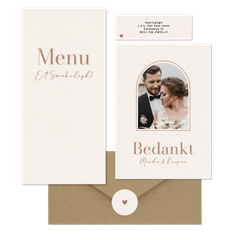 Minimalistische trouwkaartenset beige papiertextuur
