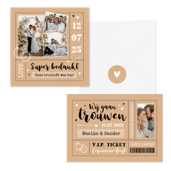 Trouwkaarten ticket kraftlook hip