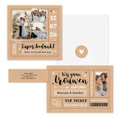 Trouwkaarten ticket kraftlook hip