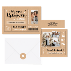 Trouwkaarten ticket kraftlook hip