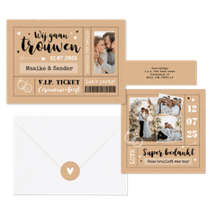 Trouwkaarten ticket kraftlook hip