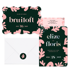 Trouwset abstracte vormen trendy groen roze