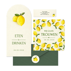 Trouwset zomer met citroen illustraties