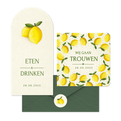 Trouwset zomer met citroen illustraties