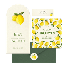 Trouwset zomer met citroen illustraties