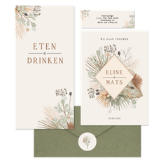 Trouwset bohemian met droogbloemen