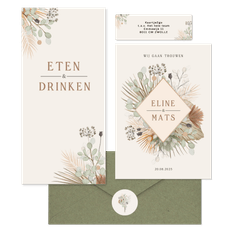 Trouwset bohemian met droogbloemen