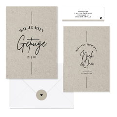 Less is more trouwkaarten set in kraftlook