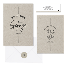Less is more trouwkaarten set in kraftlook