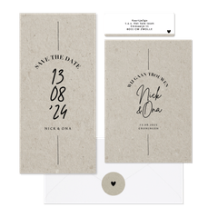 Less is more trouwkaarten set in kraftlook