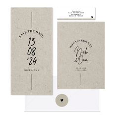 Less is more trouwkaarten set in kraftlook