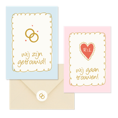 Vrolijke trouwkaartenset met doodle illustraties