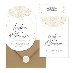 Trouwkaartenset illustratie mandala en hartje