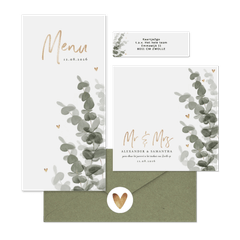 Botanische trouwset eucalyptus met goud