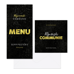 Communieset jongen stoer stijlvol goud spetters