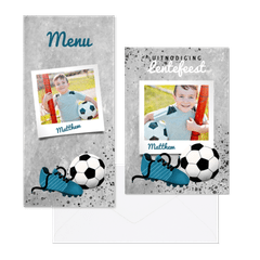 Voetbalthema met betonlook, spetters en foto's