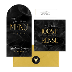 Trouwset chic marmer zwart goud typografisch