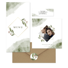 Botanische trouwset met takje groene aquarel